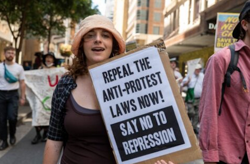 Marching "Free Coco" protesters in Sydney