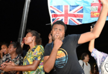 Fijians in the capital Suva celebrate the end of 16 years of authoritarian rule - eight years of military dictatorship followed by a rigid "democracy".