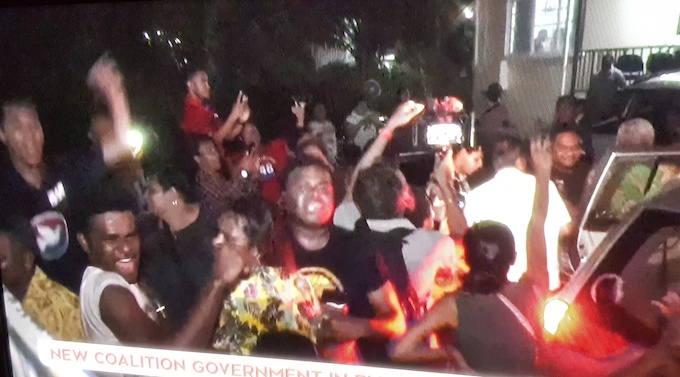 jubilant Fijians in Suva celebrating the change of government