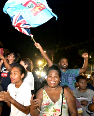 Fijian Aucklanders see promise and hope with Rabuka as likely PM Workers and supporters of the People's Alliance Party celebrate