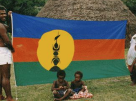 The Kanak flag designed by the pro-independence FLNKS