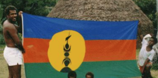 The Kanak flag designed by the pro-independence FLNKS