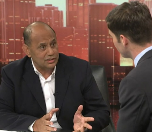 Broadcasting Minister Willie Jackson talking to Jack Tame on TVNZ Q+A
