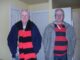 Jeremy Agar (right) and Murray Horton in Crusaders/Canterbury supporters regalia