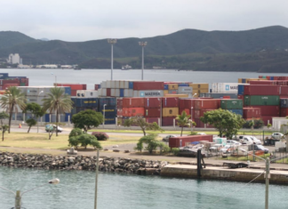 The port of Noumea in New Caledonia . . . unions had sought an across-the-board pay increase of 6 percent in the private sector to offset inflation
