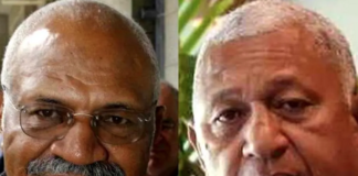 Fiji political rivals Sitiveni Rabuka (left), a former prime minister, and Voreqe Bainimarama, the current Prime Minister