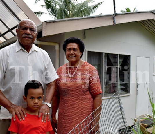 Fiji Prime Minister Sitiveni Rabuka and his wife Sulueti Rabuka with their great grandson Dallas