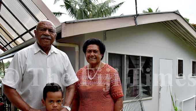 Fiji Prime Minister Sitiveni Rabuka and his wife Sulueti Rabuka with their great grandson Dallas