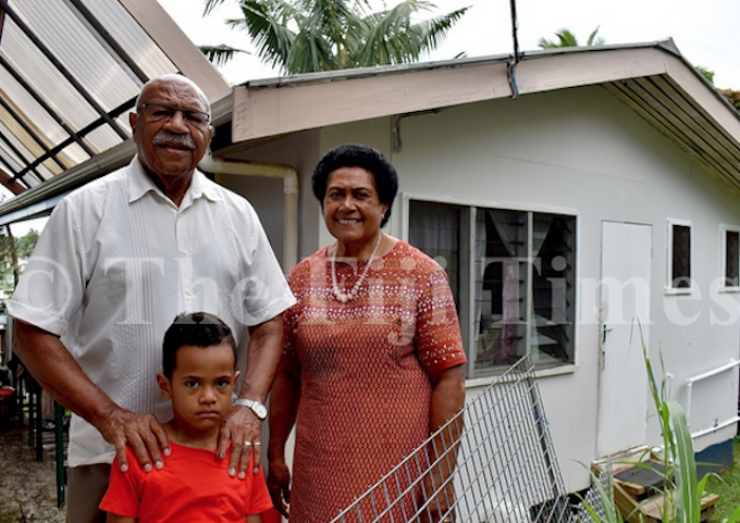 Fiji Prime Minister Sitiveni Rabuka and his wife Sulueti Rabuka with their great grandson Dallas