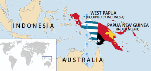 A "kolonisasi" peta Papua Nugini dan Papua Barat
