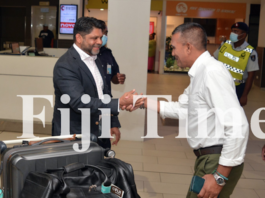 Fiji First MP Hem Chand welcomes former attorney-general and FijiFirst general secretary Aiyaz Sayed-Khaiyum
