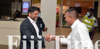 Fiji First MP Hem Chand welcomes former attorney-general and FijiFirst general secretary Aiyaz Sayed-Khaiyum