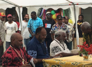 West Papuan leader Benny Wenda with Vanuatu and Papuan officials