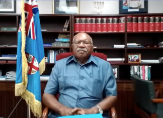 Fiji Prime Minister Sitiveni Rabuka talking to Tagata Pasifika