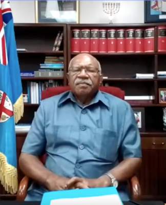 Fiji Prime Minister Sitiveni Rabuka talking to Tagata Pasifika