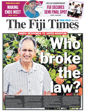 The Fiji Times front page 23012023