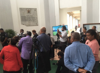 Fiji journalists and media workers cover the first sitting of Parliament