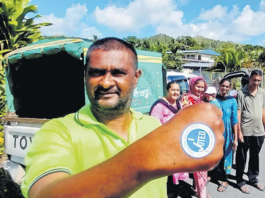 Mohammed Riyaz and his family after voting at Conua District School at Kavanagasau, Nadroga, in last month's Fiji general election