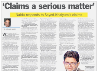 Fiji lawyer Richard Naidu's reply to former attorney-general Aiyaz Sayed-Khaiyum