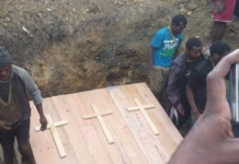 The coffins of three of the four Papuan civilian victims of the brutal killing in August 2022