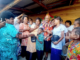 Fiji Prime Minister Sitiveni Rabuka with villagers of Wailevu