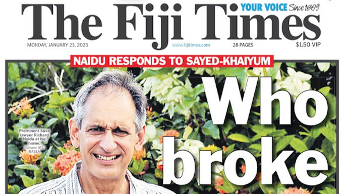The Suva-based lawyer Richard Naidu at home
