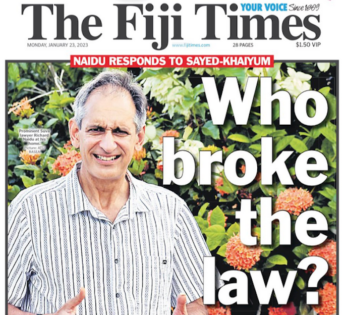 The Suva-based lawyer Richard Naidu at home