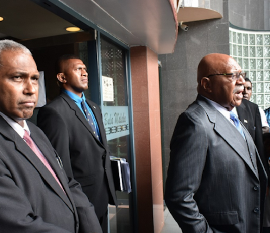 Fiji Prime Minister Sitiveni Rabuka and Attorney-General Siromi Turaga