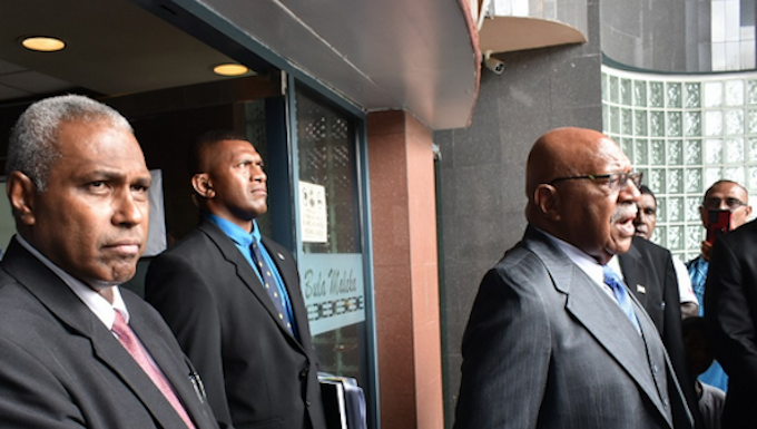 Fiji Prime Minister Sitiveni Rabuka and Attorney-General Siromi Turaga