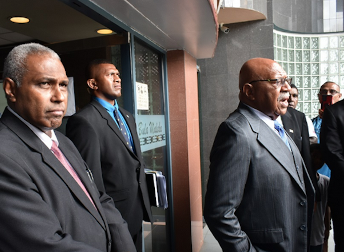 Fiji Prime Minister Sitiveni Rabuka and Attorney-General Siromi Turaga