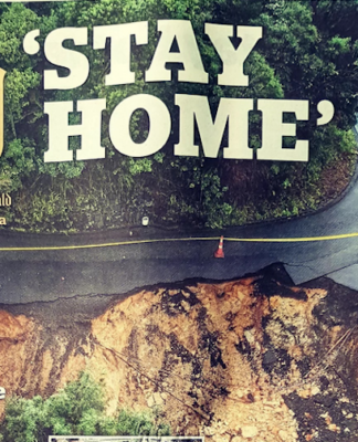 "Stay Home" warning today on the New Zealand Herald's front page