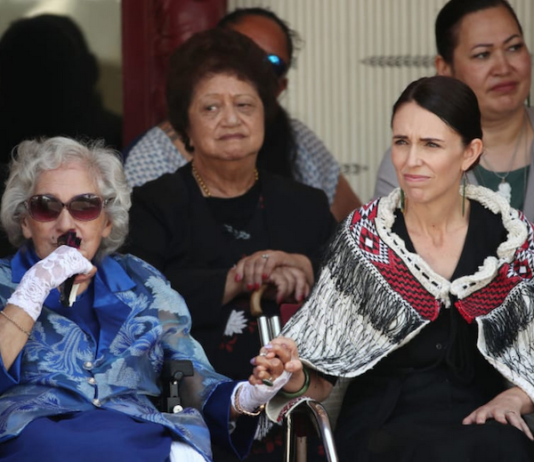 Titewhai Harawira (left) with then Prime Minister Jacinda Ardern
