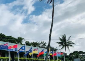 Some of the flags of the 16-nation regional University of the South Pacific