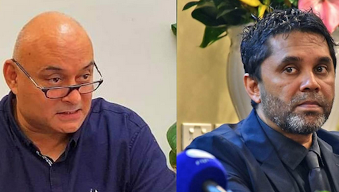 FBC board chair Ajay Amrit (left) and sacked chief executive Riyaz Sayed-Khaiyum