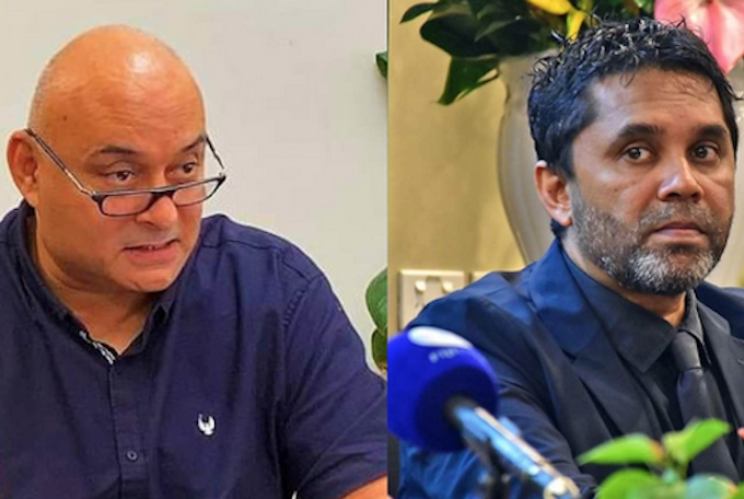 FBC board chair Ajay Amrit (left) and sacked chief executive Riyaz Sayed-Khaiyum