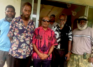 Members of the Vanuatu Free West Papua Association with exiled Papuan leader Benny Wenda