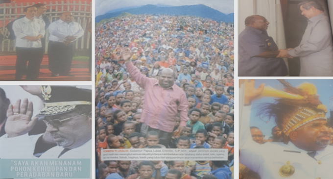 Governor Lukas Enembe pictured in a montage