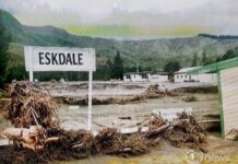 An Eskdale road sign . . . one of the most devastated areas by Cyclone Gabrielle