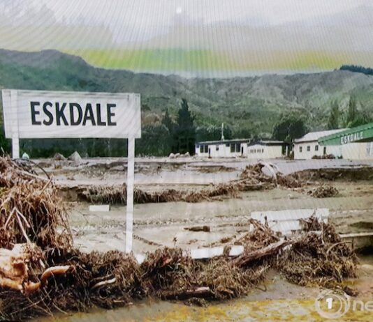 An Eskdale road sign . . . one of the most devastated areas by Cyclone Gabrielle