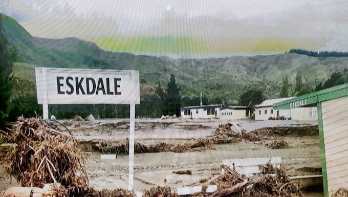 An Eskdale road sign . . . one of the most devastated areas by Cyclone Gabrielle