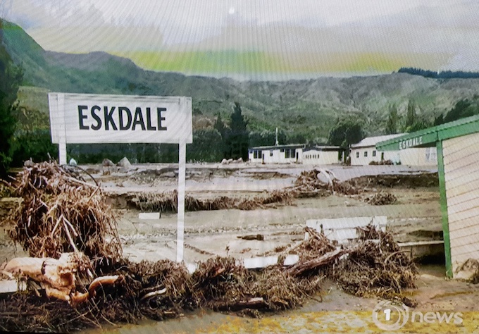 An Eskdale road sign . . . one of the most devastated areas by Cyclone Gabrielle