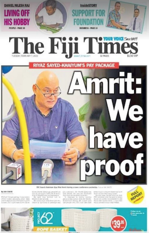 The Fiji Times front page 070223