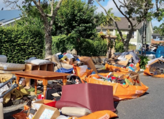 Auckland flash flood debris
