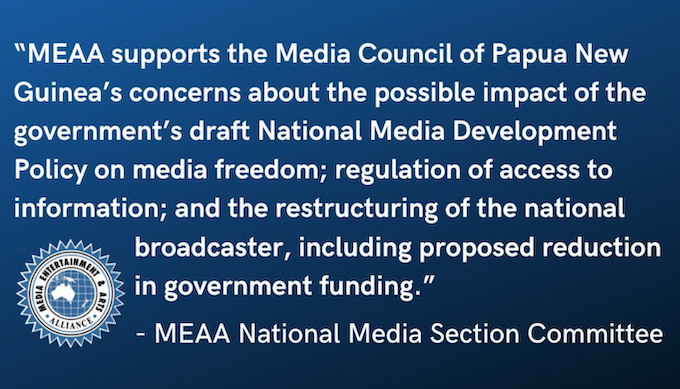 The MEAA resolution supporting the PNG Media Council over the draft policy