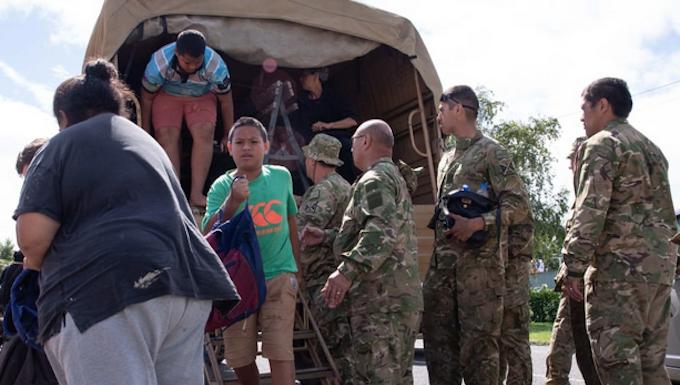 NZ Defence Force bring evacuees from Waiohiki to Hastings