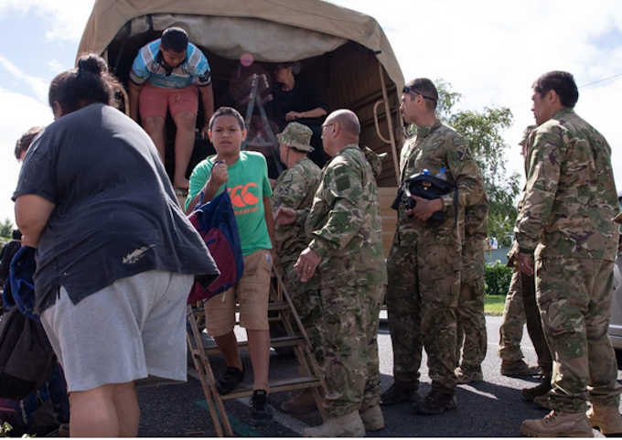 NZ Defence Force bring evacuees from Waiohiki to Hastings