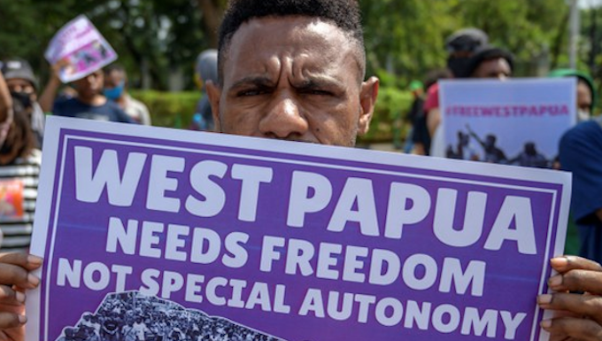 West Papuan protesters demanding "freedom" stage a demonstration outside the US Embassy in Jakarta