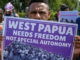 West Papuan protesters demanding "freedom" stage a demonstration outside the US Embassy in Jakarta