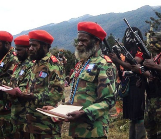 Pro-independence fighters from the Highlands-based Defence Region Command of the West Papua National Liberation Army (TPNPB). Image: TPNPB/RNZ Pacific