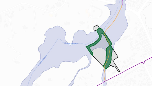 Location of the property between the Oratia and Kaurimu streams